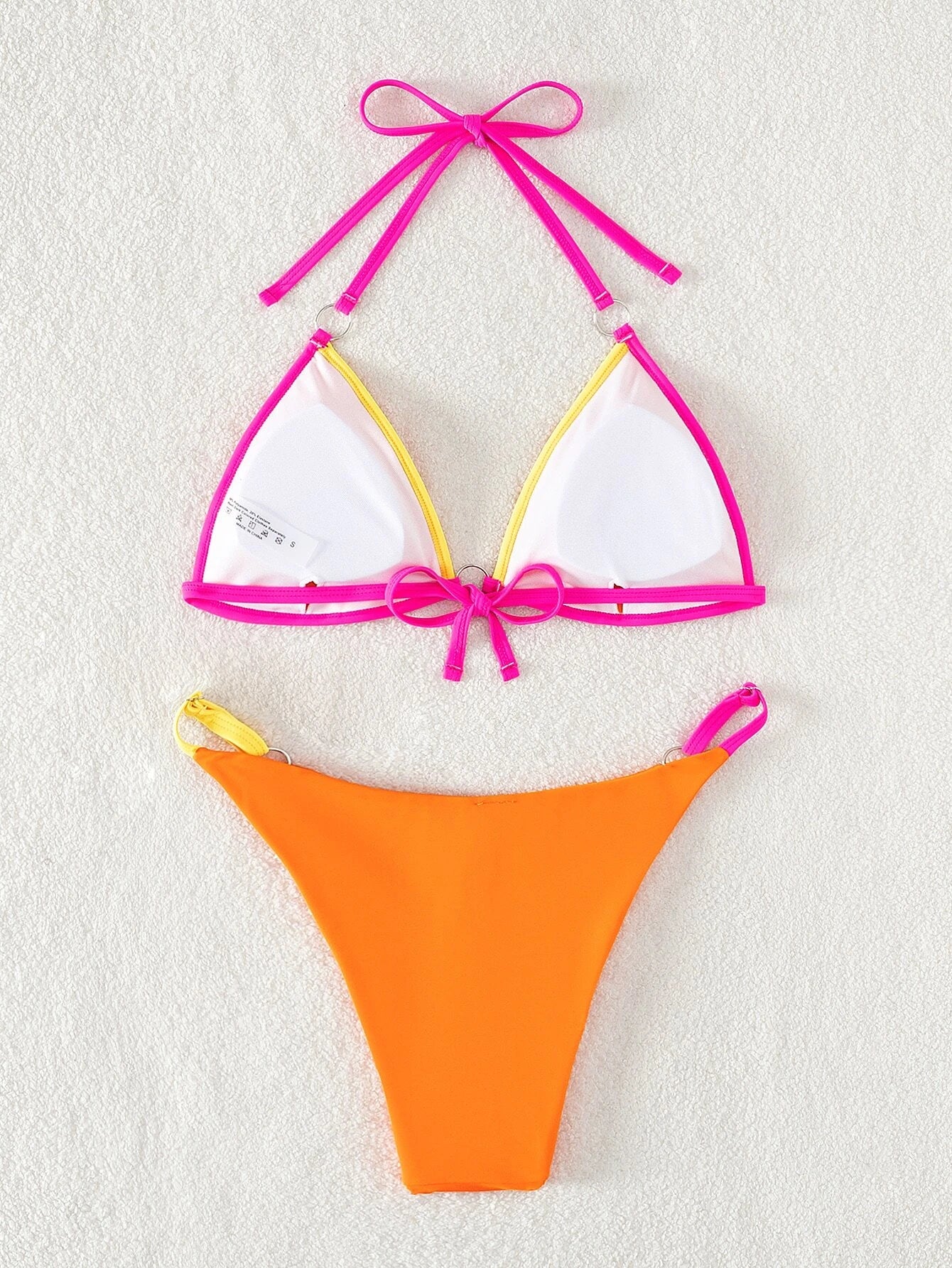 Contrast Binding Triangle Bikini Set for Summer Beach Wear