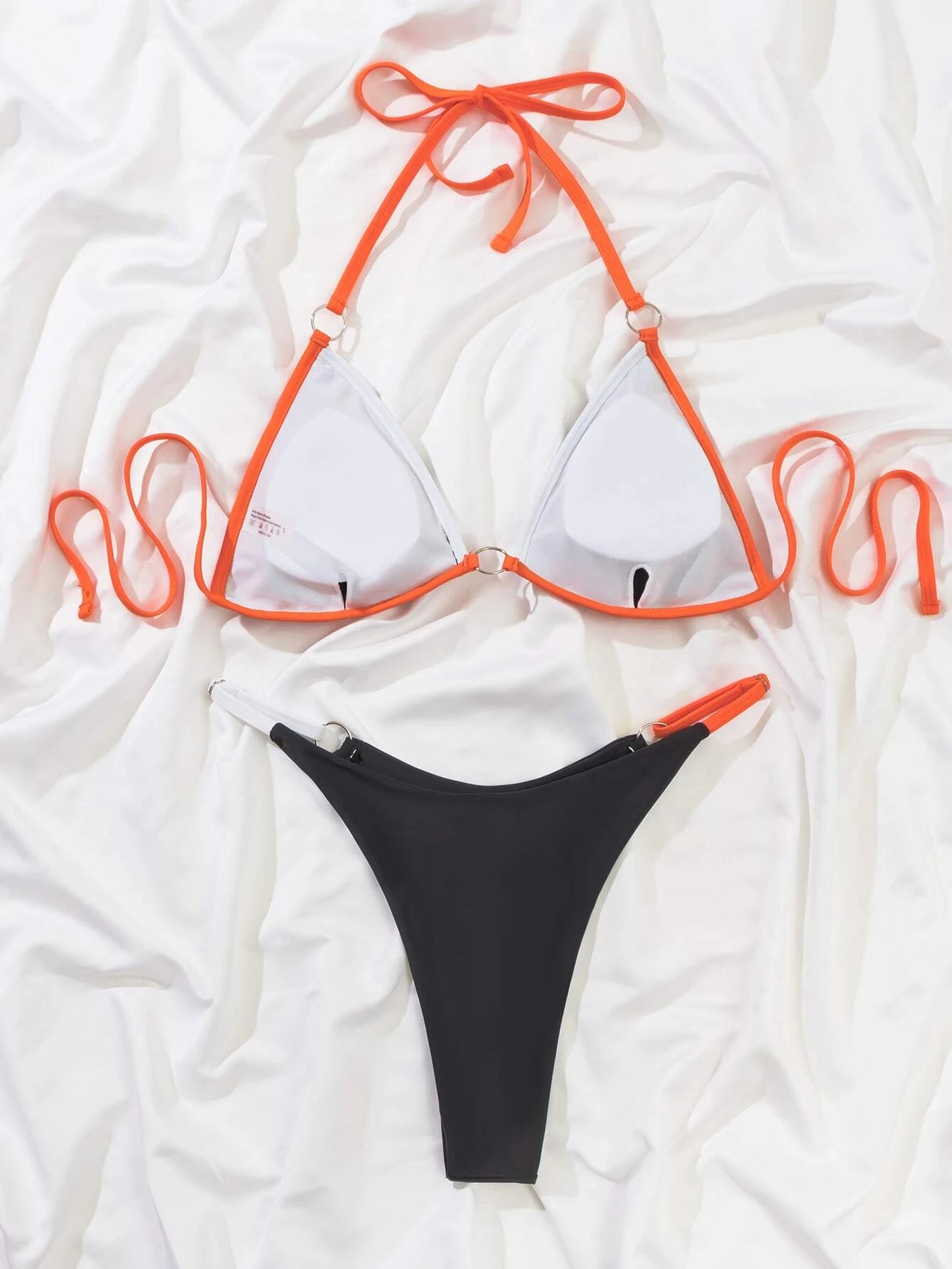 Contrast Binding Triangle Bikini Set for Summer Beach Wear